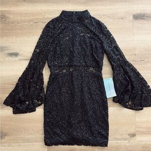 NEW chic Black Lace Bell sleeve Dress